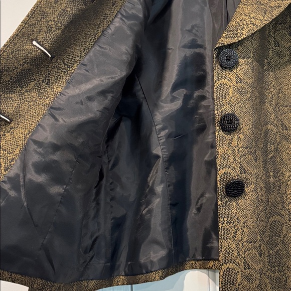 Le Suit Black & Gold Snakeskin Patterned Blazer & Skirt Set Size 14 New w/o Tag - Picture 10 of 11